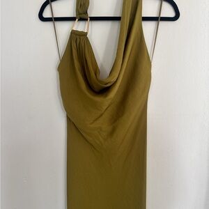 Zara Green Slip Dress Cowl Neck Midi